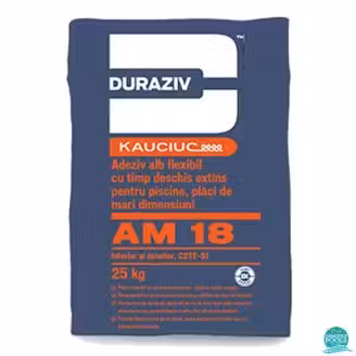 Adeziv alb flexibil, cu timp deschis extins,pentru piscine si placi de mari dimensiuni, interior si exterior, AM 18 Gama Expert