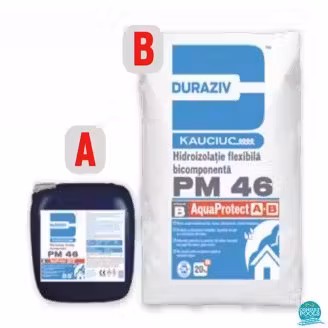 Hidroizolatie bicomponenta flexibila pentru piscina AquaProtect aditivata cu Kauciuc PM46