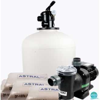 Kit echipament piscina volum 36 - 72 mc, pompa piscina Sena AstralPool 9 mc/h, filtru D 500, debit 9 mc/h Skypool / Galactic Spania