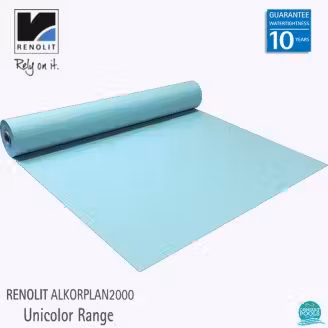 Membrana pvc liner Light Blue Renolit Alkorplan2000, grosime 1.5 mm, latime 2.05 m, gama Standard, Germania
