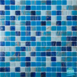 Mozaic piscina mix albastru deschis sidefat