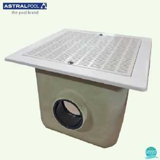 Sifon patrat beton, poliester si fibra de sticla, grilaj abs, D125 mm, debit 43 mc/h, 330 *330 mm Astral Pool