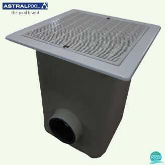 Sifon patrat beton, poliester si fibra de sticla, grilaj abs, D110 mm, debit 33 mc/h, 512 *512 mm Astral Pool
